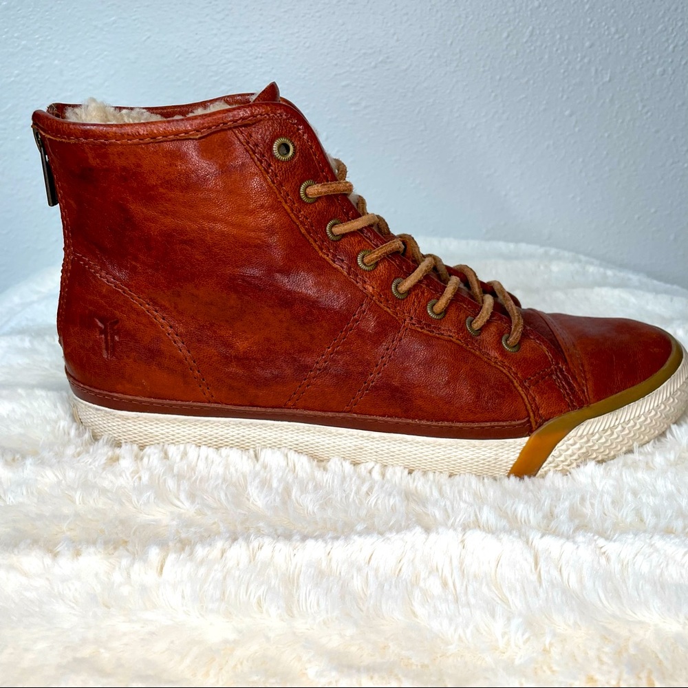 Frye Greene High Back Zip Fur-Lined Shearling Shoes